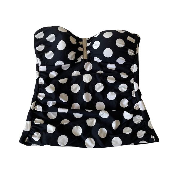 La Blanca Strapless Tankini Polka Dot Soft Cups Black White 8 EUC - Picture 1 of 8
